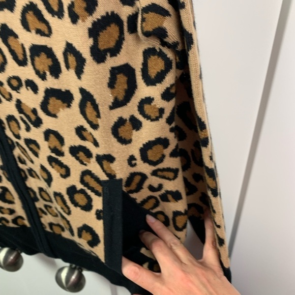 Rachel Zoe LARGE FULL ZIP sweater Mock Neck Animal Leopard - Picture 3 of 7
